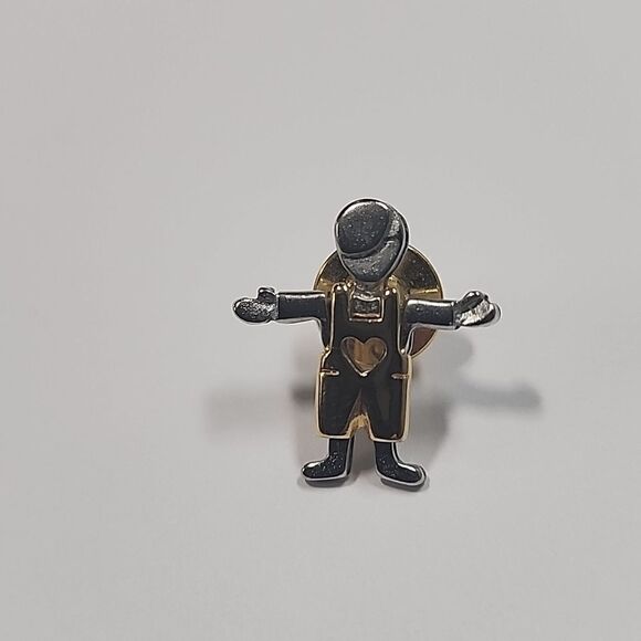 Jewelry - Child Heart Gold and Silver Tone Vintage Lapel Pin